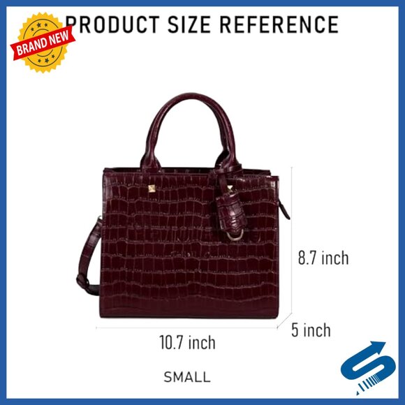 Suburban Medium Leather Tote Bag | Fully-Lined Interior Faux Leather Tote Bag with Adjustable Strap, 5 Pockets, Medium Size